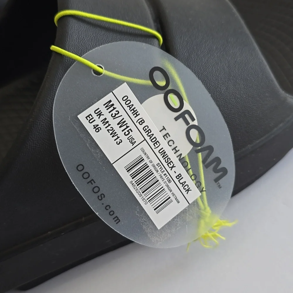 NWT OOFOS Oofoam Ooahh Slide Sandal Unisex Black Size Men 13 Women 15